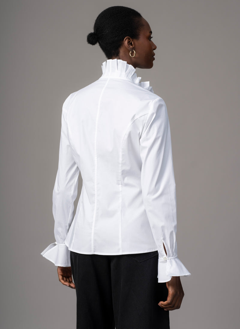 Suzanna Tuxedo Ruffle Cotton Shirt