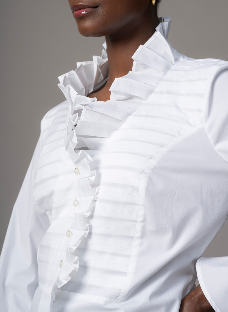frilly white dress shirt White Ruffle Shirt for Women | Suzanna White Shirt