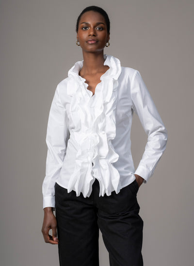 Venice Ruffle Front Long Sleeved Shirt