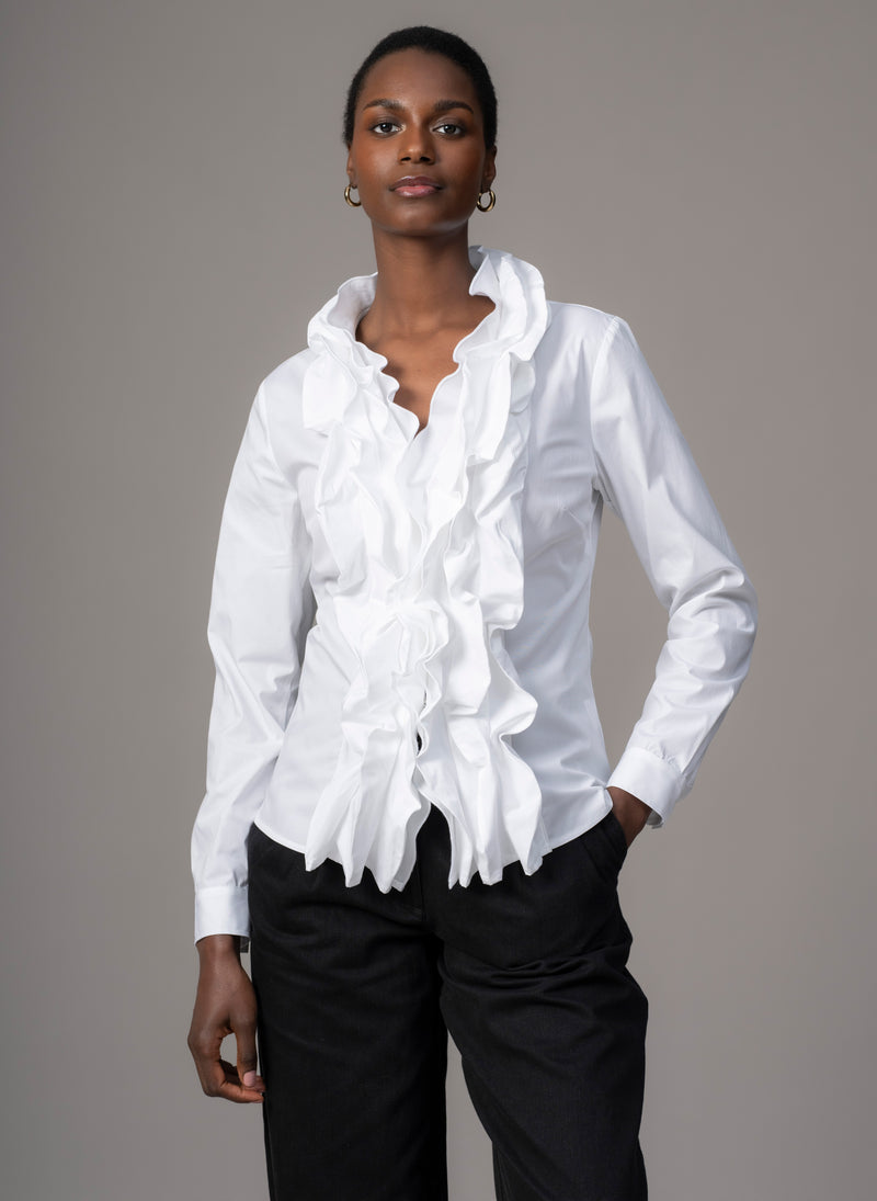 Venice Ruffle Front Long Sleeved Shirt