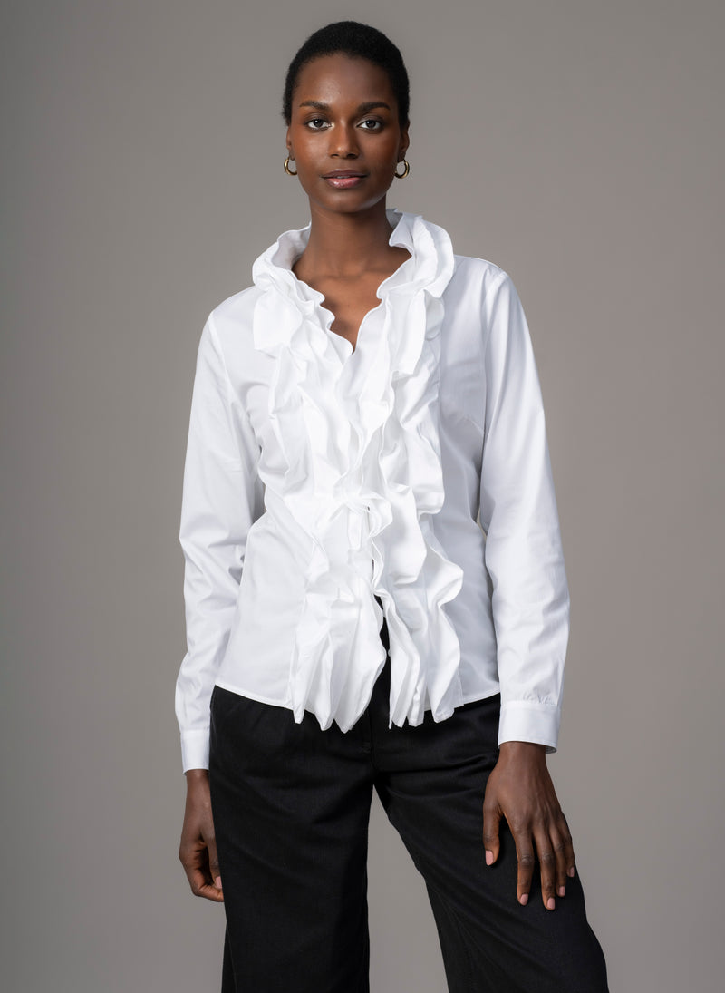 Venice Ruffle Front Long Sleeved Shirt