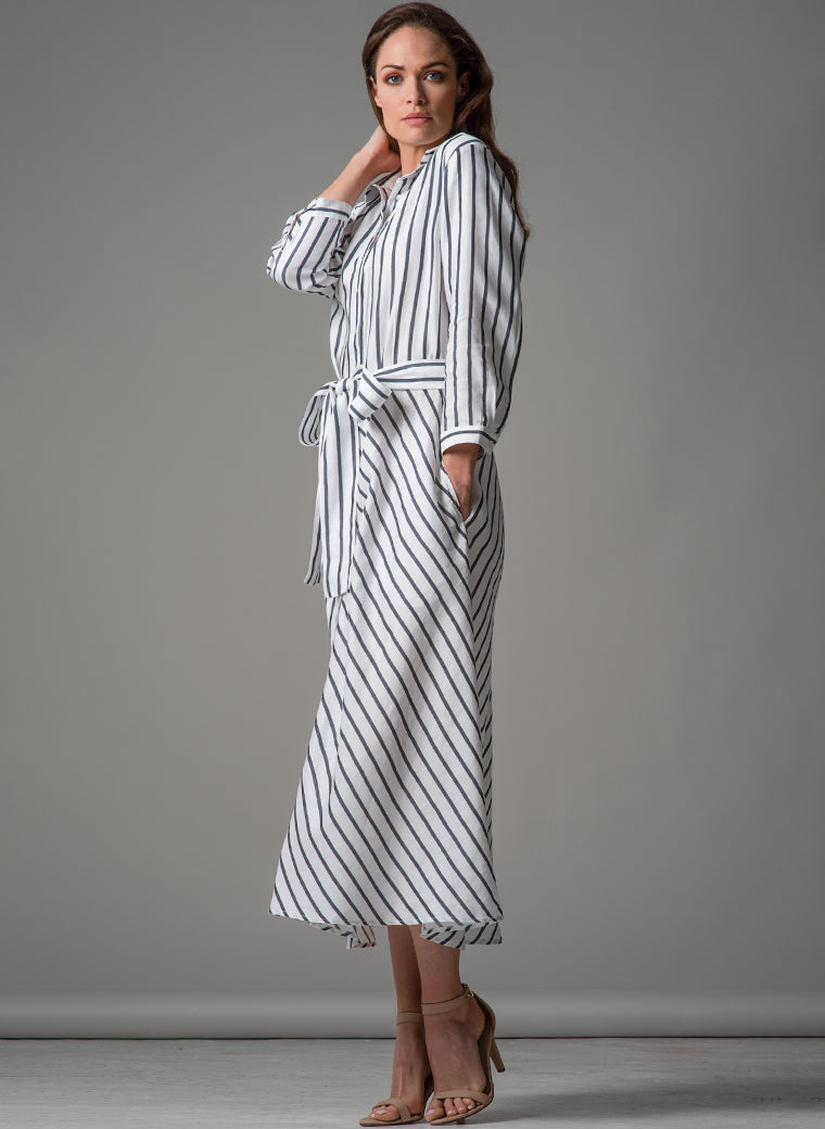 VERONICA COTTON BUTTON DOWN SHIRT DRESS IN NAVY AND WHITE STRIPE