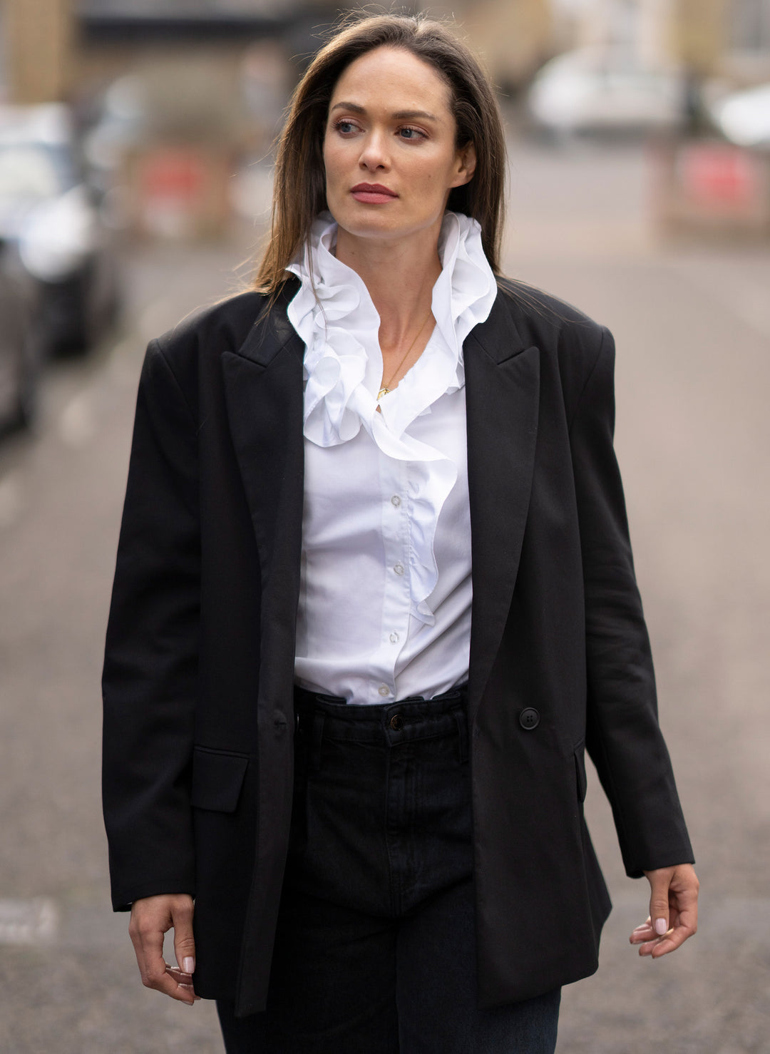 Willow White Frilled Collar Shirt | The Shirt Company