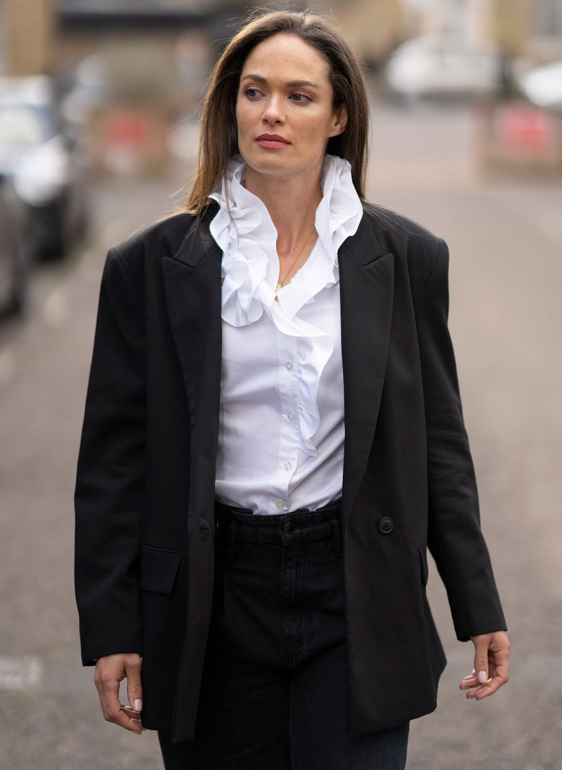 Willow White Ruffle Collar Shirt