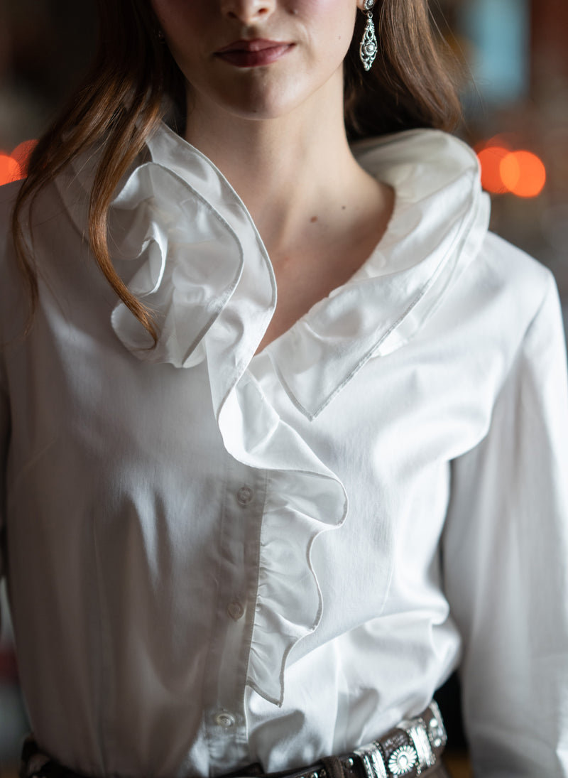 Willow White Ruffle Collar Shirt