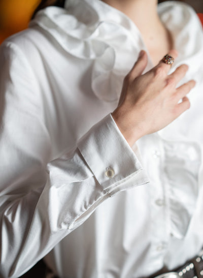 Willow White Ruffle Collar Shirt