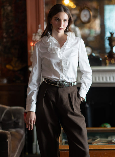 Willow White Ruffle Collar Shirt