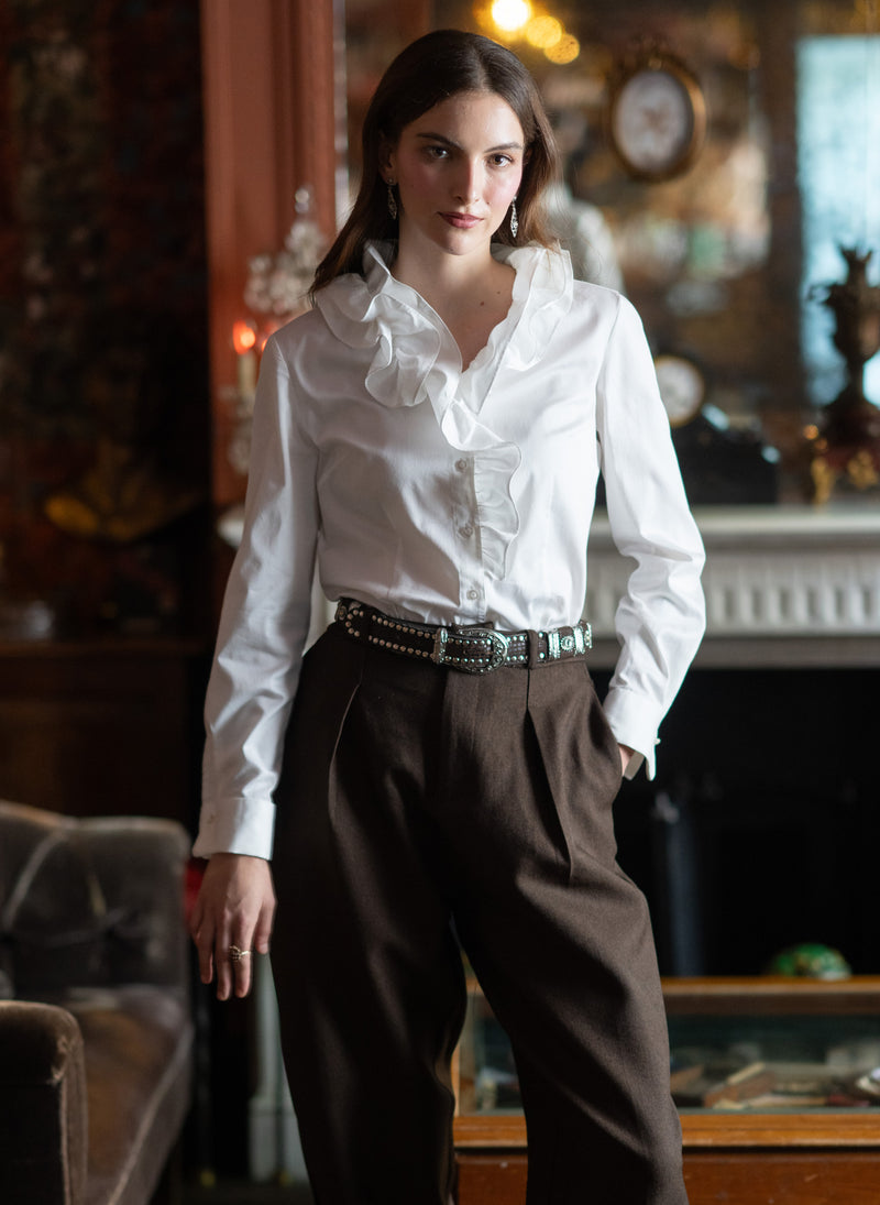 Willow White Ruffle Collar Shirt