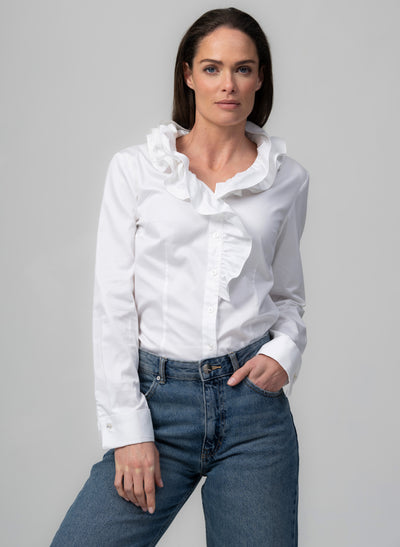 Willow White Ruffle Collar Shirt