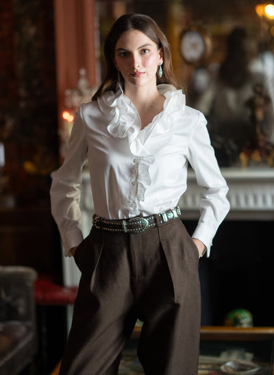 Willow White Ruffle Collar Shirt