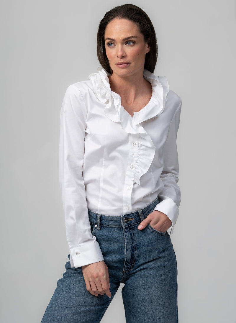 Willow White Ruffle Collar Shirt