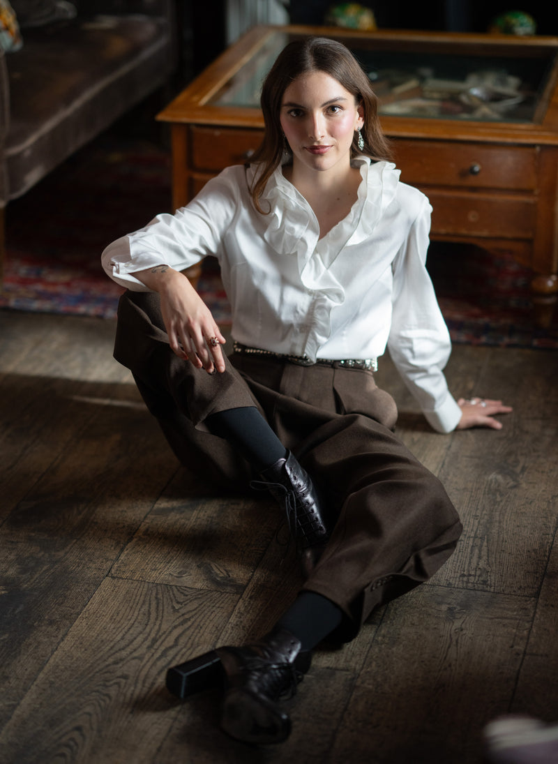 Willow White Ruffle Collar Shirt