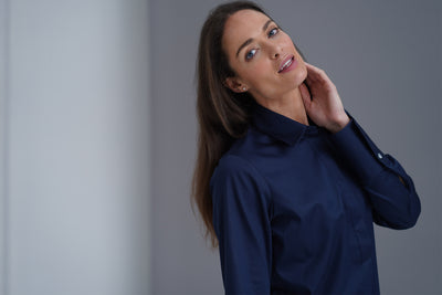 CARLA NAVY POP-OVER TUNIC ORGANIC COTTON SHIRT