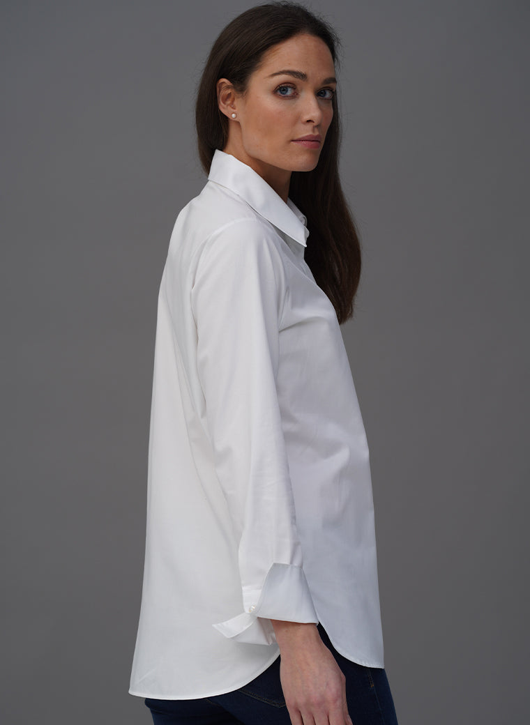 CARLA WHITE POP-OVER TUNIC ORGANIC COTTON SHIRT