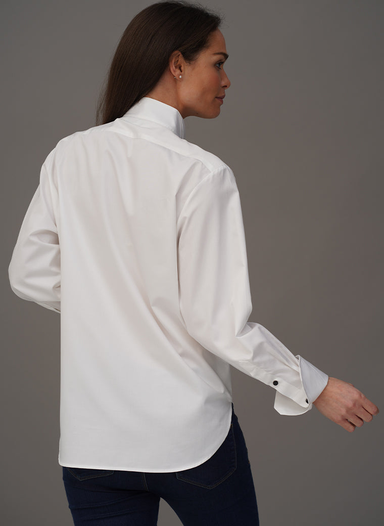 LE SMOKING WHITE ORGANIC COTTON TUXEDO STYLE SHIRT