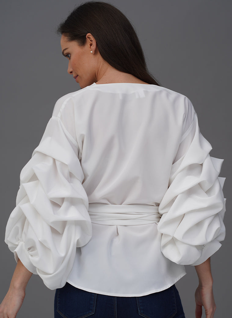 OCTAVIE IVORY AUSTRIAN BLOUSON SLEEVE BLOUSE