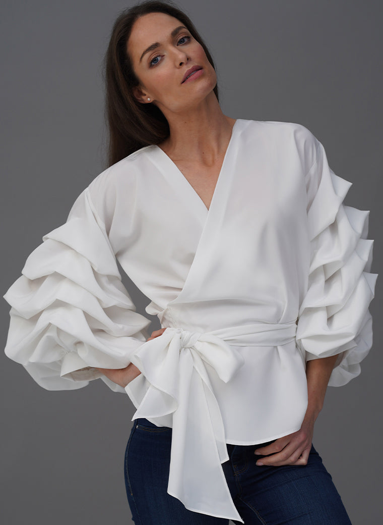 OCTAVIE IVORY AUSTRIAN BLOUSON SLEEVE BLOUSE