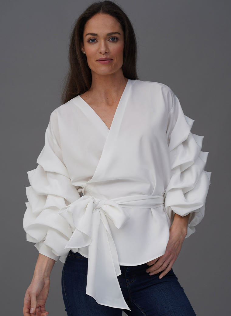 OCTAVIE IVORY AUSTRIAN BLOUSON SLEEVE BLOUSE