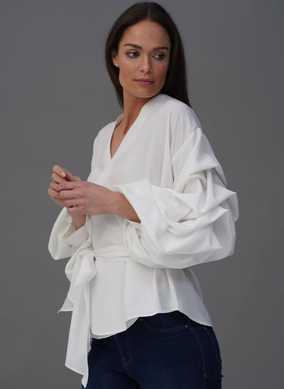 OCTAVIE IVORY AUSTRIAN BLOUSON SLEEVE BLOUSE