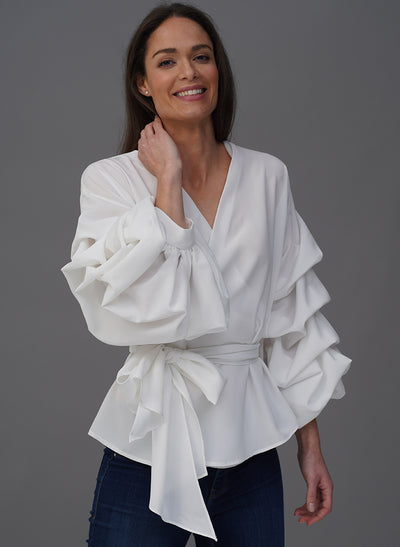 OCTAVIE IVORY AUSTRIAN BLOUSON SLEEVE BLOUSE