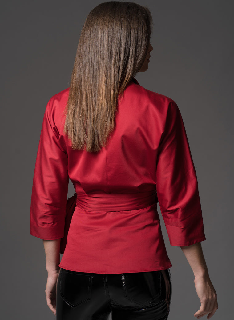ABIGAIL RUBY WRAP COTTON BLOUSE