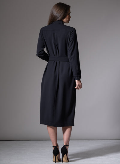 ANDIE CLASSIC EVERYDAY BUTTON FRONT SHIRT DRESS IN BLACK