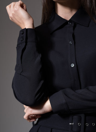 ANDIE CLASSIC EVERYDAY BUTTON FRONT SHIRT DRESS IN BLACK