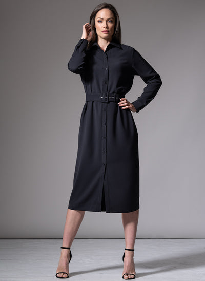 ANDIE CLASSIC EVERYDAY BUTTON FRONT SHIRT DRESS IN BLACK