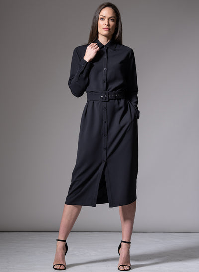ANDIE CLASSIC EVERYDAY BUTTON FRONT SHIRT DRESS IN BLACK