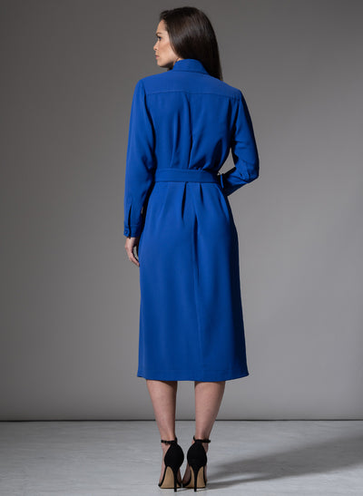 ANDIE CLASSIC EVERYDAY BUTTON FRONT SHIRT DRESS IN SAPPHIRE BLUE