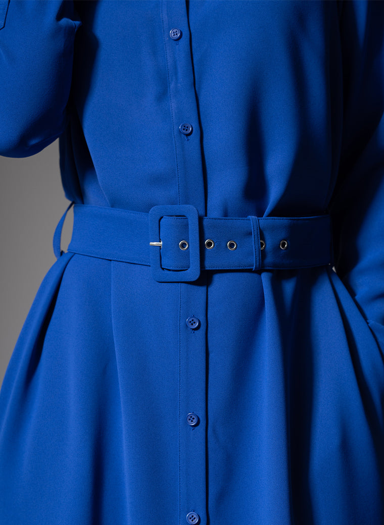 ANDIE CLASSIC EVERYDAY BUTTON FRONT SHIRT DRESS IN SAPPHIRE BLUE