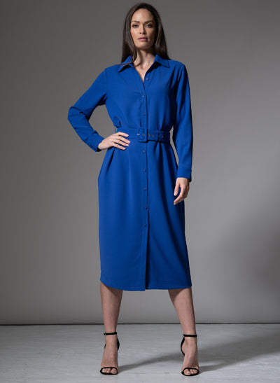 ANDIE CLASSIC EVERYDAY BUTTON FRONT SHIRT DRESS IN SAPPHIRE BLUE