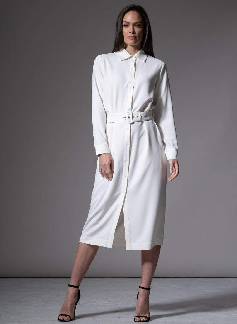 ANDIE CLASSIC EVERYDAY BUTTON FRONT SHIRT DRESS IN IVORY
