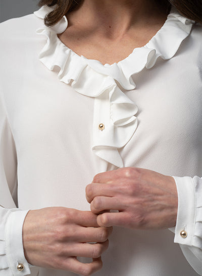 AURELIE IVORY EVERYDAY FRILL COLLAR POP-OVER BLOUSE