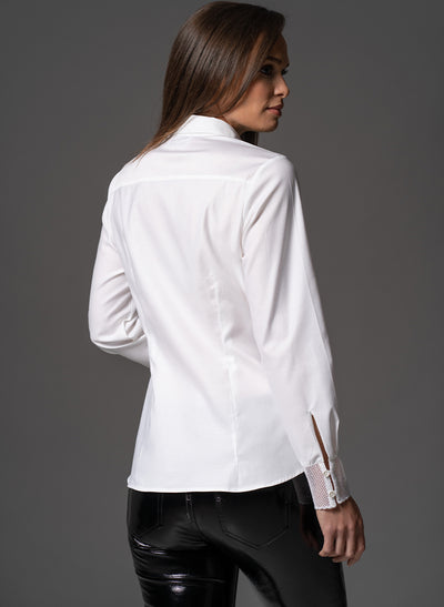 BEATRICE LACE TRIM WHITE TAILORED SHIRT