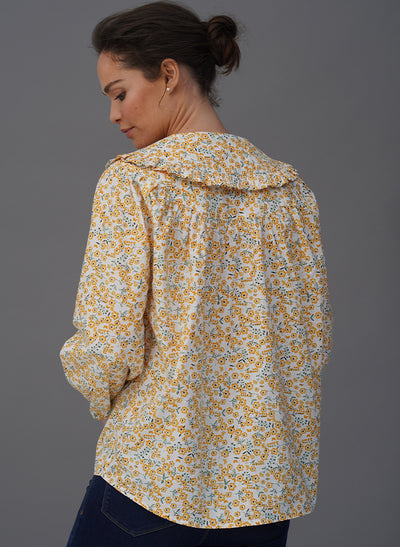 ELSA PRAIRIE COLLAR YELLOW FLORAL PRINT EASY FIT POP-OVER SHIRT