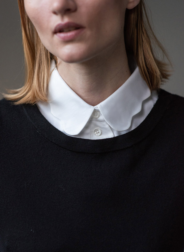 Flora Scalloped Collar Mock Shirt | The Shirt Company