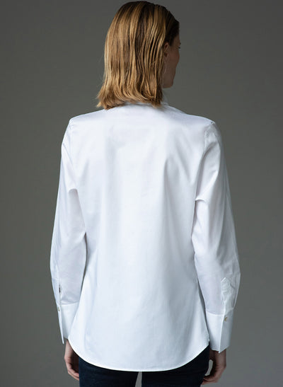 gerry white minimal collar organic cotton shirt back view