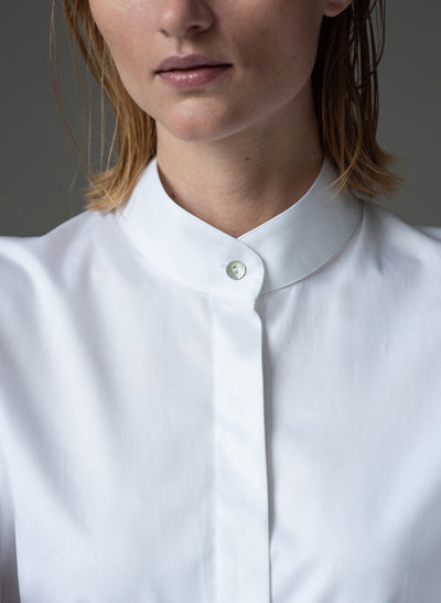 gerry white minimal collar organic cotton shirt