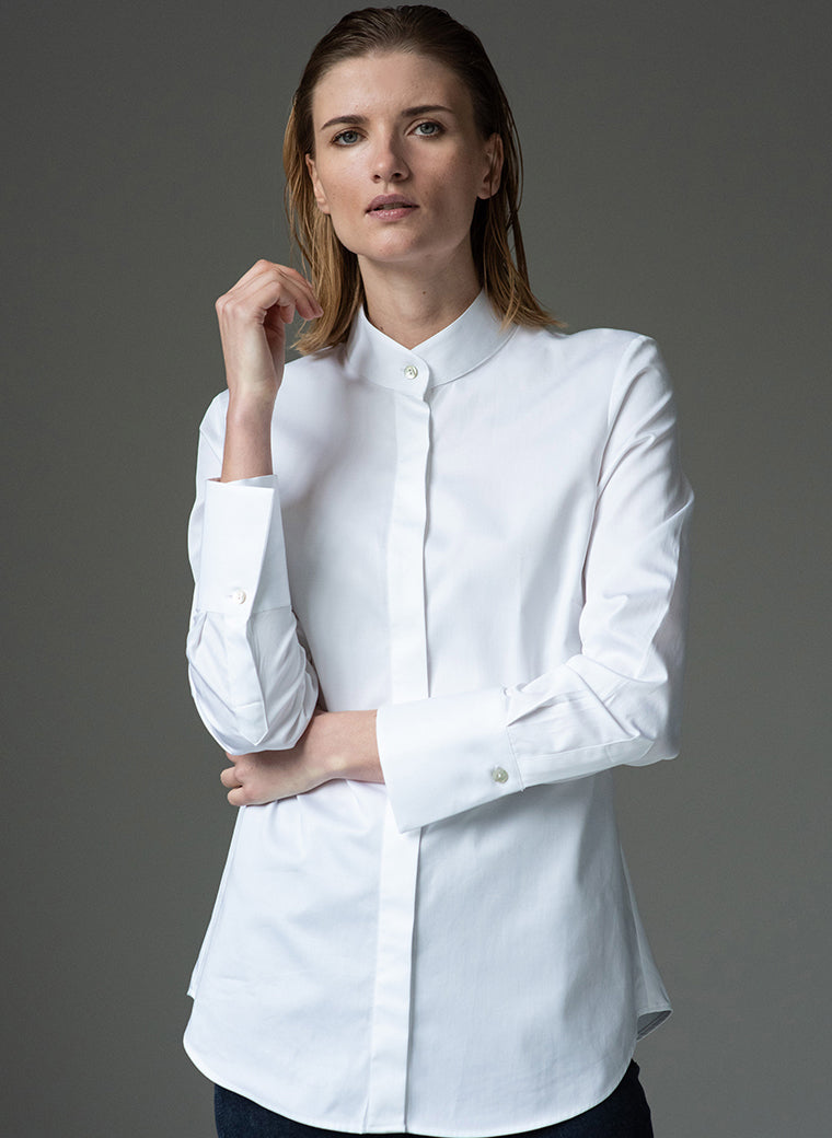 gerry white minimal collar organic cotton shirt