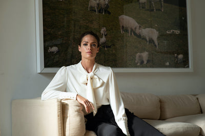 MATHILDE IVORY PUSSY BOW BLOUSE
