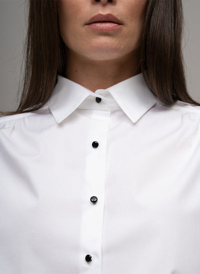 JADE COTTON CROPPED BOMBER SHIRT IN WHITE