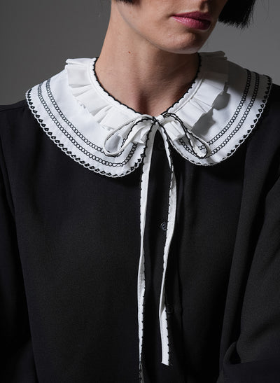 LADY SHARMA BLACK AND WHITE EMBROIDERED SEPARATE COLLAR