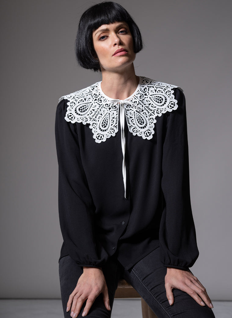 LADY WHISTLEDOWN WHITE GUIPURE LACE SEPARATE COLLAR