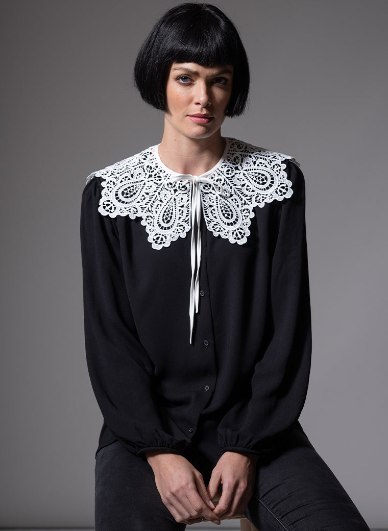 LADY WHISTLEDOWN WHITE GUIPURE LACE SEPARATE COLLAR