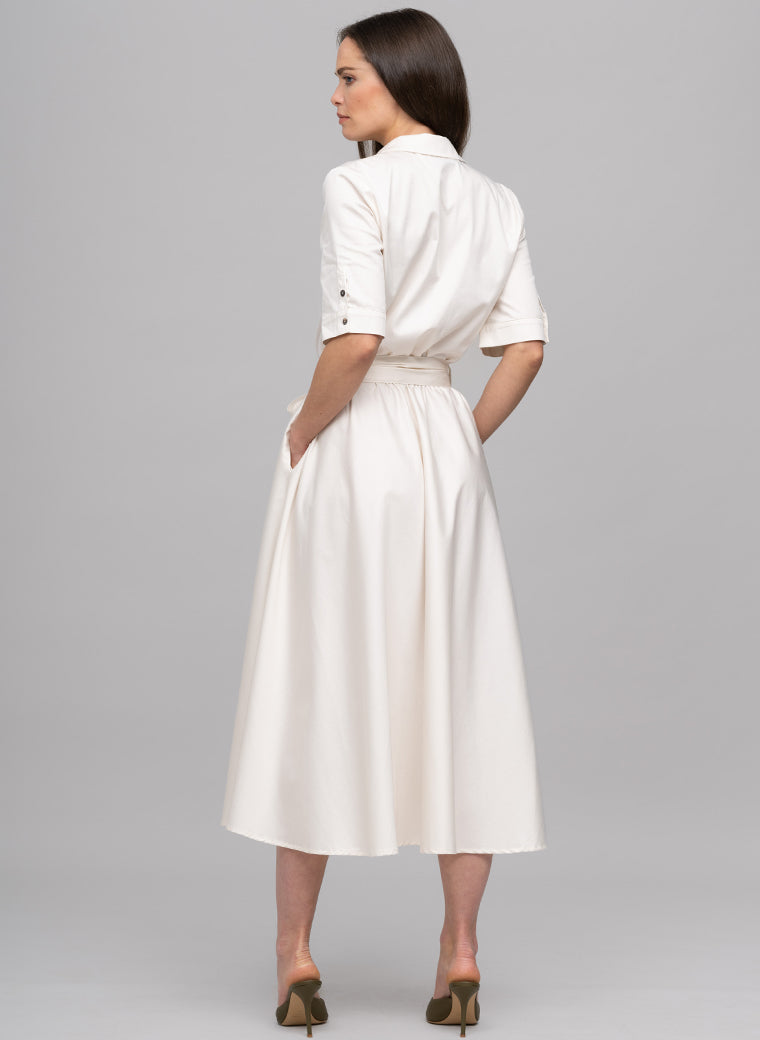 LE MARAIS IVORY EVERYDAY MIDI SHIRT DRESS