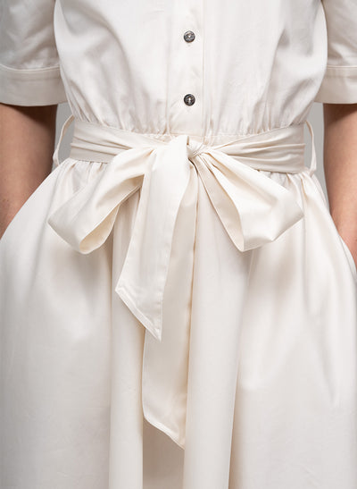 LE MARAIS IVORY EVERYDAY MIDI SHIRT DRESS