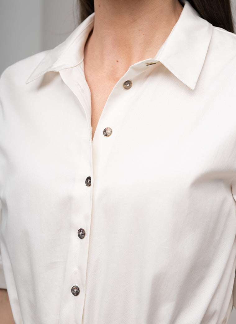LE MARAIS IVORY EVERYDAY MIDI SHIRT DRESS