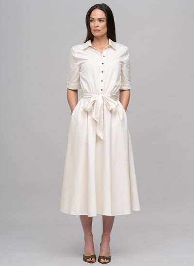 LE MARAIS IVORY EVERYDAY MIDI SHIRT DRESS