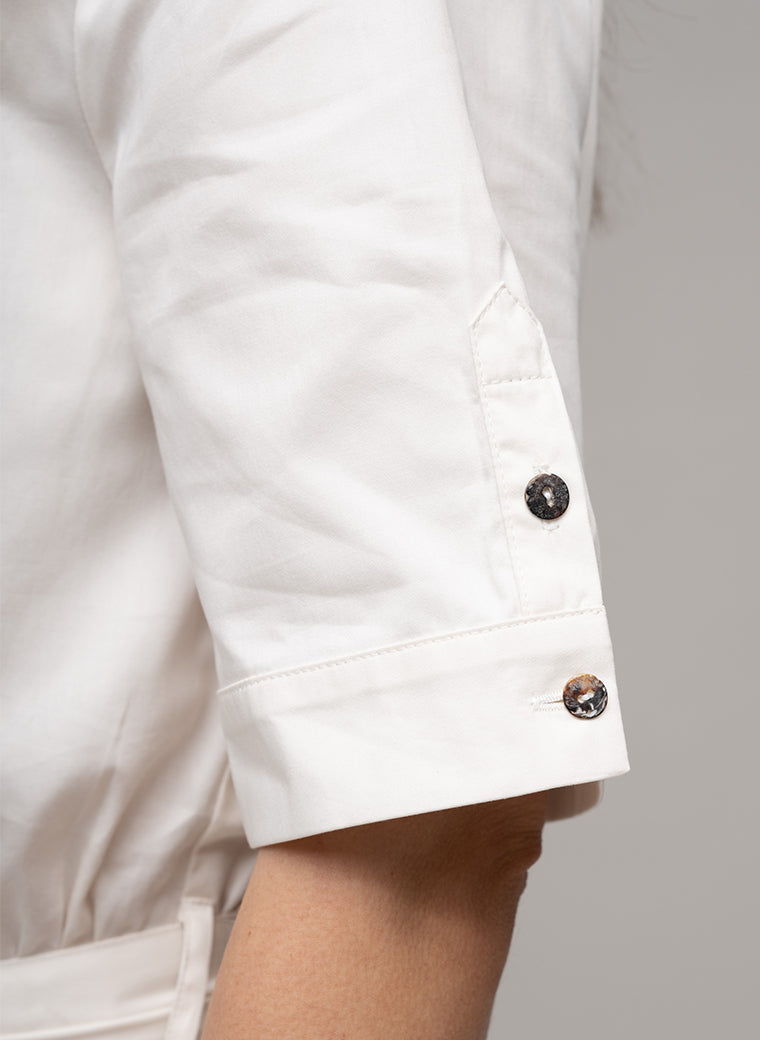 LE MARAIS IVORY EVERYDAY MIDI SHIRT DRESS